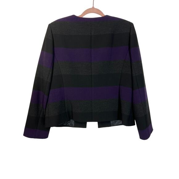 Tahari by Arthur S. Levine Purple Black Gray Striped Long Sleeve Blazer Size 12P - Picture 3 of 7